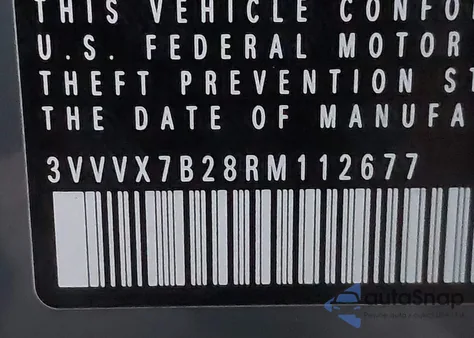 2024 Volkswagen Taos 1.5T Se из США, поврежденный, VIN 3VVVX7B28RM112677